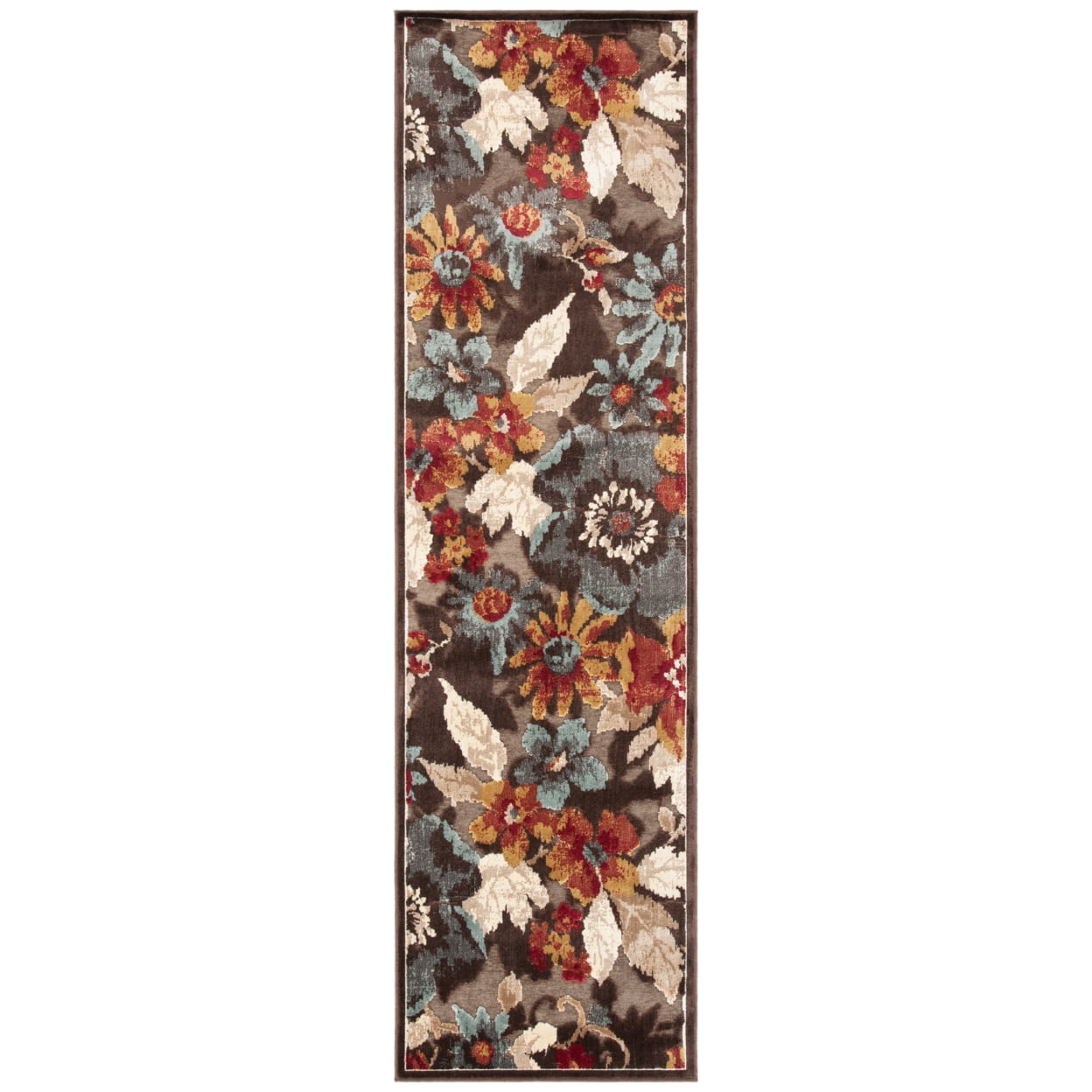 SAFAVIEH Paradise Kyler Floral Leaves Area Rug, Dark Brown, 5'3" x 7'6"