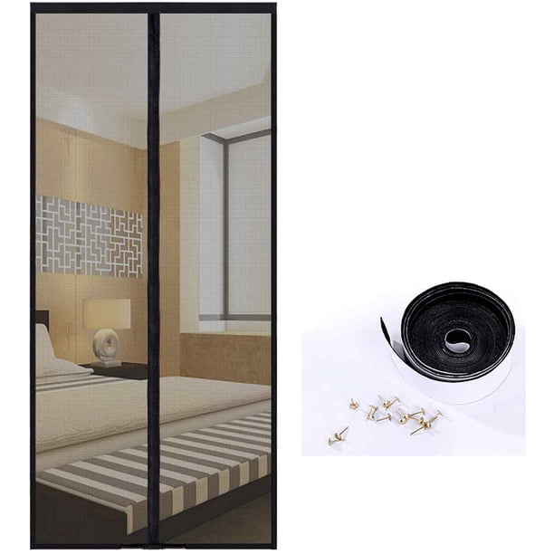 Puerta mosquitera magnética, malla de fibra de vidrio resistente, sello de marco completo que garantiza un cierre continuo para una sola puerta, tamaño alternativo disponible: 47 x 86 pulgadas, para