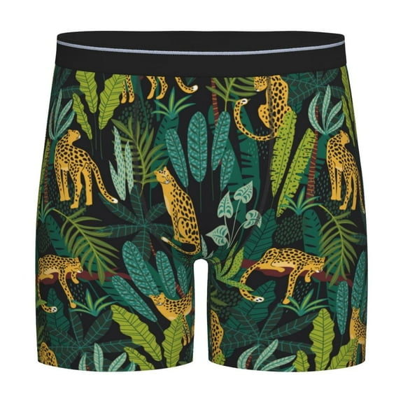 Easygdp Jungle Leopard Yellow Men's Boxer Briefs Men’s Underwear Boxer Briefs for Men