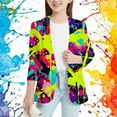 thumbnail image 2 of TIEVOSA Boys Girls' IColorful Sp Lashed Ink Printed Personality Suit Jacket for 5-6 Years(Green), 2 of 4
