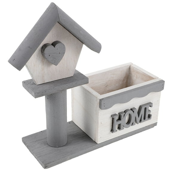 Wooden Small Planter Pot for Fake Flowers and Succulents Grey Color Safe Sturdy Wood Material