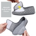 thumbnail image 3 of Open Toe Plaid Slippers for Women Memory Foam Adjustable Hook & Loop Closure Wide House Shoes, Grey 7, 3 of 6