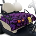 thumbnail image 2 of COEQINE Golf Cart Seat Cover with Carry Handle for Storage, Fits for EZGO Yamaha Club Car (51.2x30.3 Inches), with Quilted Padding & 4 Storage Pockets, Halloween Decor, Purple Bat Print, 2 of 8