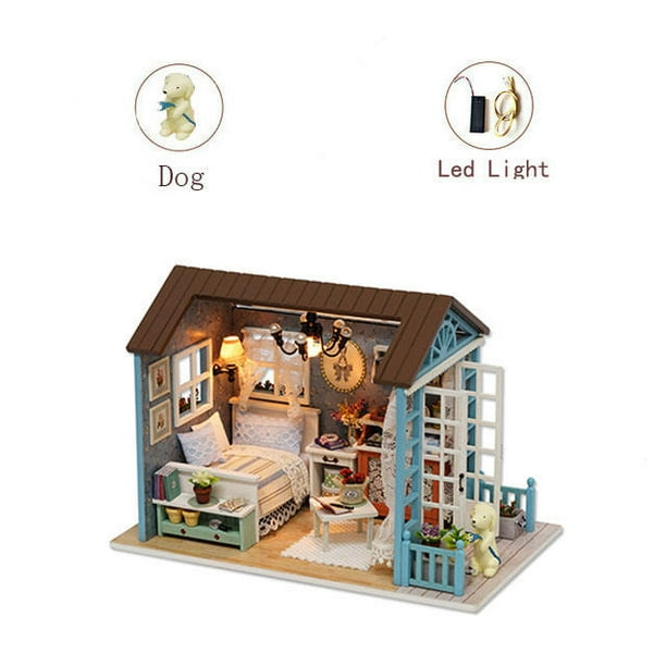 Kit de casa de munecas en miniatura de bricolaje accesorios de casa de munecas de madera a escala 1 24 con muebles para ninos adolescentes y adultos Forest Times XianweiShao 1327533049856 Bodega