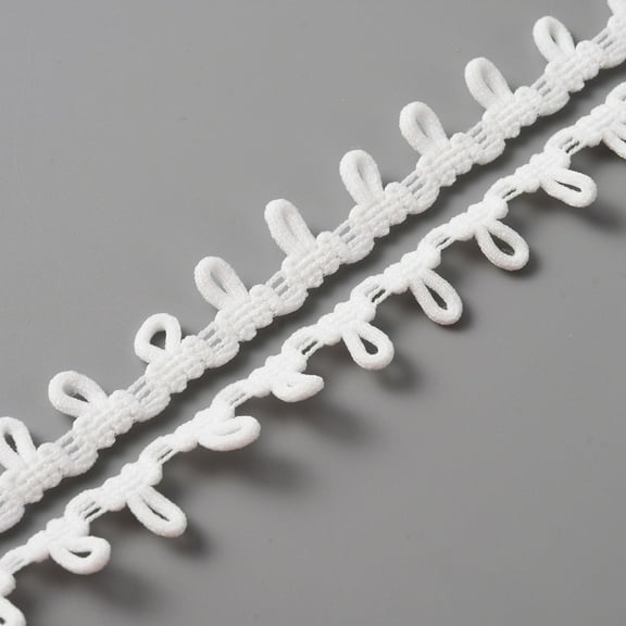 20Yard Polyester Braid Trims with Elastic Button Loops Buttonhole Ribbons for Costume Crafts and Sewing White 1/2 inch(14mm)