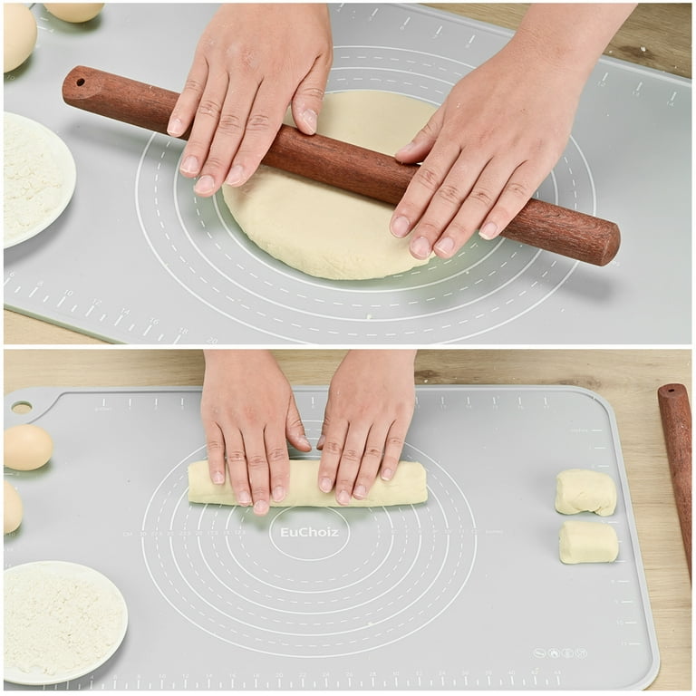 Euchoiz Silicone Pastry Mat 24 inch x 16 inch Non Stick Baking Mat Food Grade Silicone Rolling Dough Mat, Size: 24 x 16, Gray
