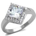 thumbnail image 1 of Women Rhodium Brass Ring with AAA Grade CZ in Clear - Size 10, 1 of 1