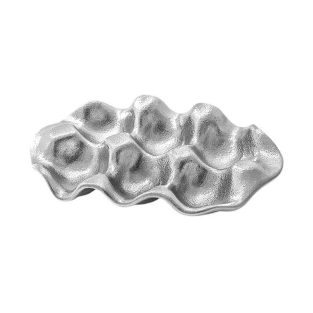 Soporte de cerámica para huevos, bandeja de almacenamiento para huevos, decoración de encimera, práctico contenedor para huevos, dispensador de huevos plateado