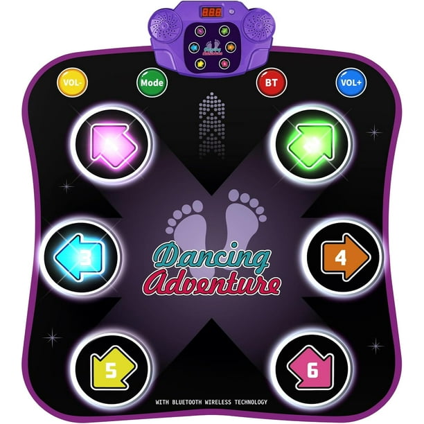 Alfombra de Baile Infantil para Niños 3-12 Años - Pad Electrónico con Luces, 6 Botones y Conexión Bluetooth Inalámbrica