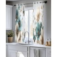 thumbnail image 5 of Teal Tulip Butterfly Sheer Curtains 54 Inch Length 2 Panels Set for Living Room/Bedroom, Beige Turquoise Floral Blue Coastal Kitchen Curtains Grommet Semi-Sheer Curtains Window Treatments 42"x54"x2, 5 of 7