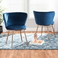 thumbnail image 5 of Baxton Studio Farah Modern Luxe and Glam Navy Blue Velvet Fabric Upholstered and Rose Gold Finished Metal 2-Piece Dining, 5 of 7