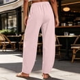 thumbnail image 5 of Womens Straight Leg Pants New Women’s Elastic Waist Pants, Wide Leg Casual Long Pants, Lightweight Relaxed Fits Bottoms with Pockets, 5 of 6