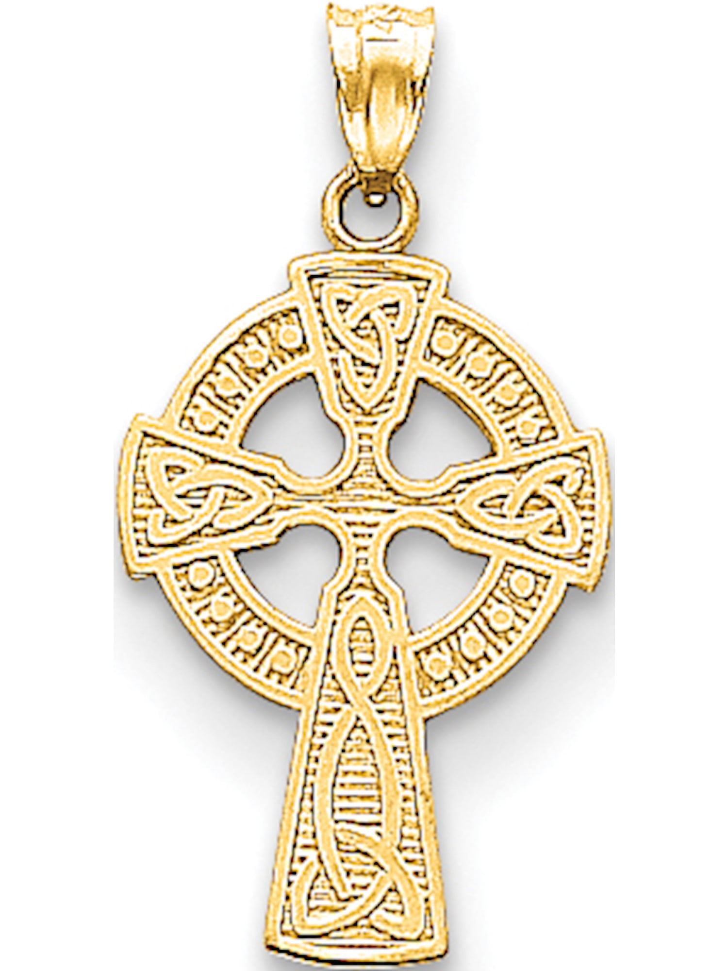 925 Sterling Silver Polished Sparkle-Cut Textured back Cross Pendant