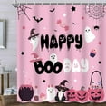thumbnail image 2 of Pink Halloween Shower Curtain Cute Ghost Pumpkin Funny Bathroom Curtains Waterproof Polyester Fabric Cloth Bath Curtain Decor 71X71Inch, 2 of 6