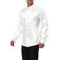 thumbnail image 4 of Lars Amadeus Men's Satin Band Collar Long Sleeve Slim Fit Solid Dress Shirts, 4 of 6
