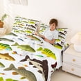 thumbnail image 3 of jejeloiu Rustic Pike Fish Bed Sheets,Cartoon Bass Fish Full Size Sheets For Boys,Multicolor,4pcs,1 Flat Sheet, 1 Fitted Sheet and 2 Pillowcases, 3 of 6