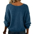thumbnail image 5 of Sweaters for Women V Neck Long Sleeve Trendy Knitted Pullover Soft Warm Sweater Tops Navy L, 5 of 6