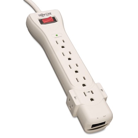 Rotating Outlet Surge Suppressor Tripp Lite SUPER6TEL Surge Suppressor, 7 Outlets, 6 ft Cord, 1080 Joules, Light Gray ()