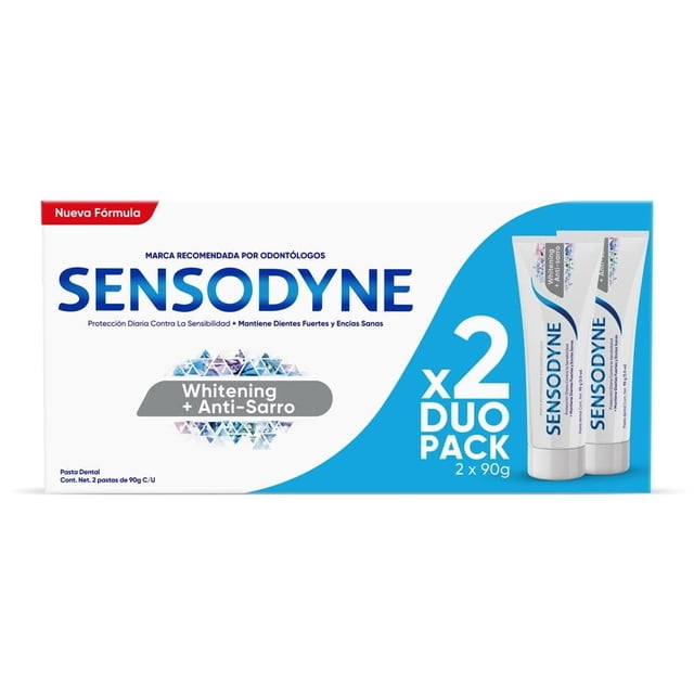 Pasta de dientes para sensibilidad Sensodyne Whitening Anti-Sarro 2 Pack, sabor menta de 90g