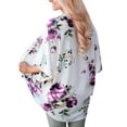 thumbnail image 3 of Zando Floral Kimono Cardigans for Women Loose Open Front Kimono Swimsuit Cover Ups for Women Casual Beach Cover Up Women A Flowers White Purple, 3 of 3