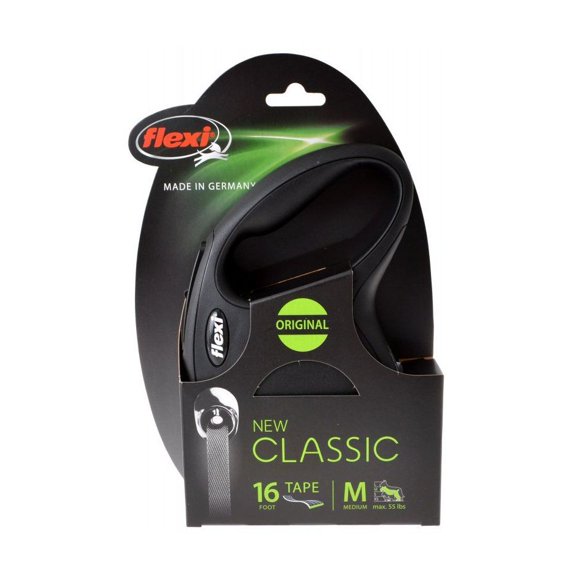 Flexi New Classic Retractable Tape Leash - Black 10503