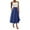 Dark Blue, variant on WTOBBY Women's Bohemian Solid Color Pocket Skirt Casual High Waist Maxi Skirt with Elastic Waist Drawstring Tiered Flowy Long Skirt for Summer Beach,Black L