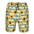 thumbnail image 3 of Balery White Blue Striped Sunflower Traje de Baño Estilo Hawaiano para Hombre, Shorts de Secado Rápido con Bolsillos-X-Large, 3 of 6