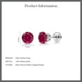 thumbnail image 5 of Gem Stone King 14K White Gold Red Created Ruby Stud Earrings for Women Men (2.00 Cttw, Round 6MM), 5 of 5