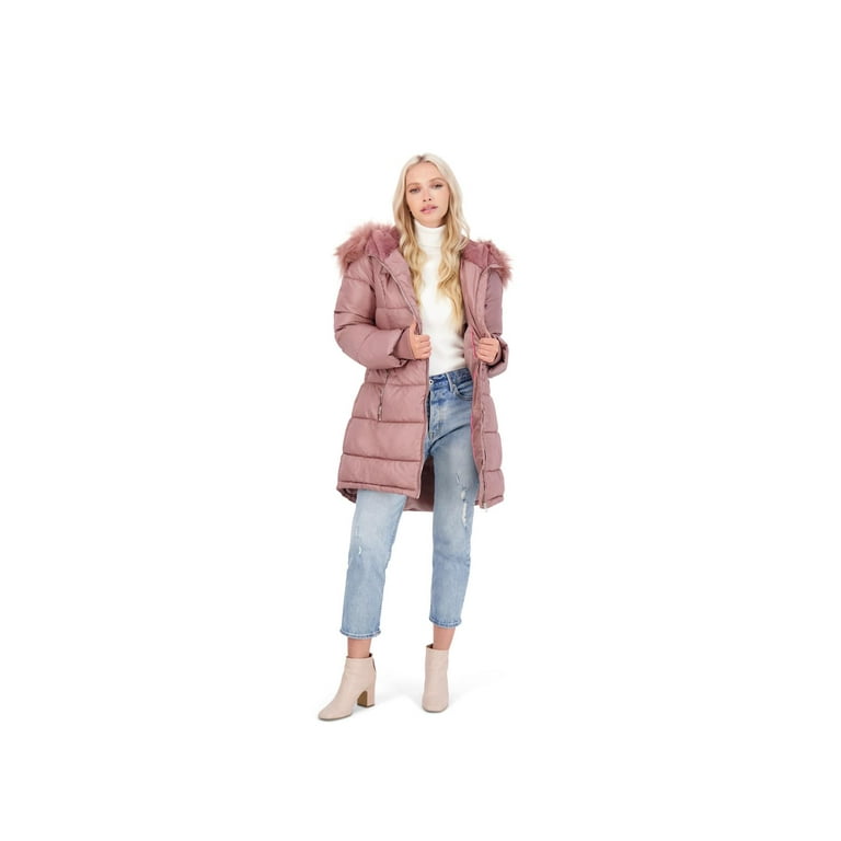 Jessica Simpson Women s Puffer Coat Quilted Winter Coat with Removable Faux Fur Hood Walmart