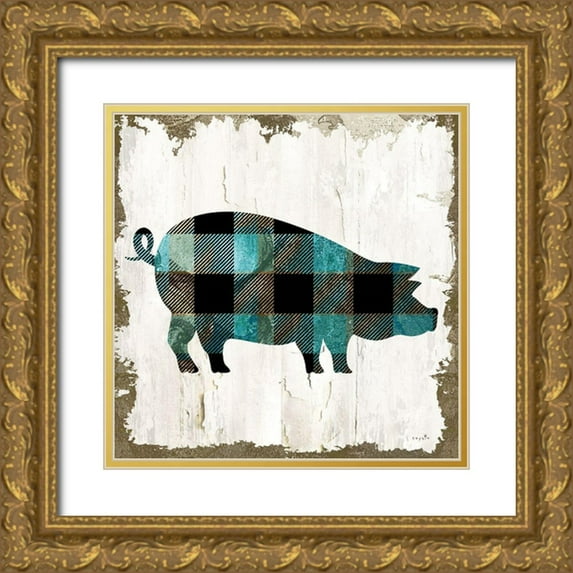 Sophie 6 20x20 Gold Ornate Wood Framed with Double Matting Museum Art Print Titled - Farm Fashion Pig