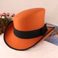 thumbnail image 3 of Vjnyvs Wool Top Hat Unisex Asymmetric Top Hat Victorian Magician Hat Gentlemen Hat Jazz Cap for Men Women Accessory, 3 of 7