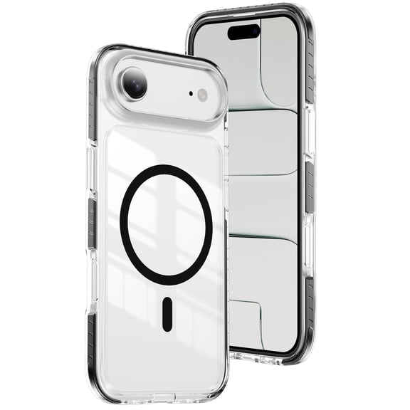 for iPhone Air Magnetic Case Clear, [Compatible with MagSafe] [Drop Protection] Scratch-Resistant Transparent Ultra Slim Phone Anti-Slip Hand Grip Cover for iPhone Air, Black