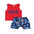 thumbnail image 1 of CNKOO Infant Toddler Baby Boys Independence Day Outfits Letters Print Tank Tops+Short Pants Summer 2Pcs Sets Red 18-24 Months, 1 of 6