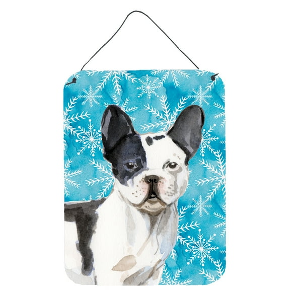 Black White French Bulldog Winter Wall or Door Hanging Prints