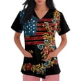 thumbnail image 3 of Womens Nurse Scrub Tops 4th of July Patriotic Print V Neck Short Sleeve Breathable Work Uniform, 3 of 4