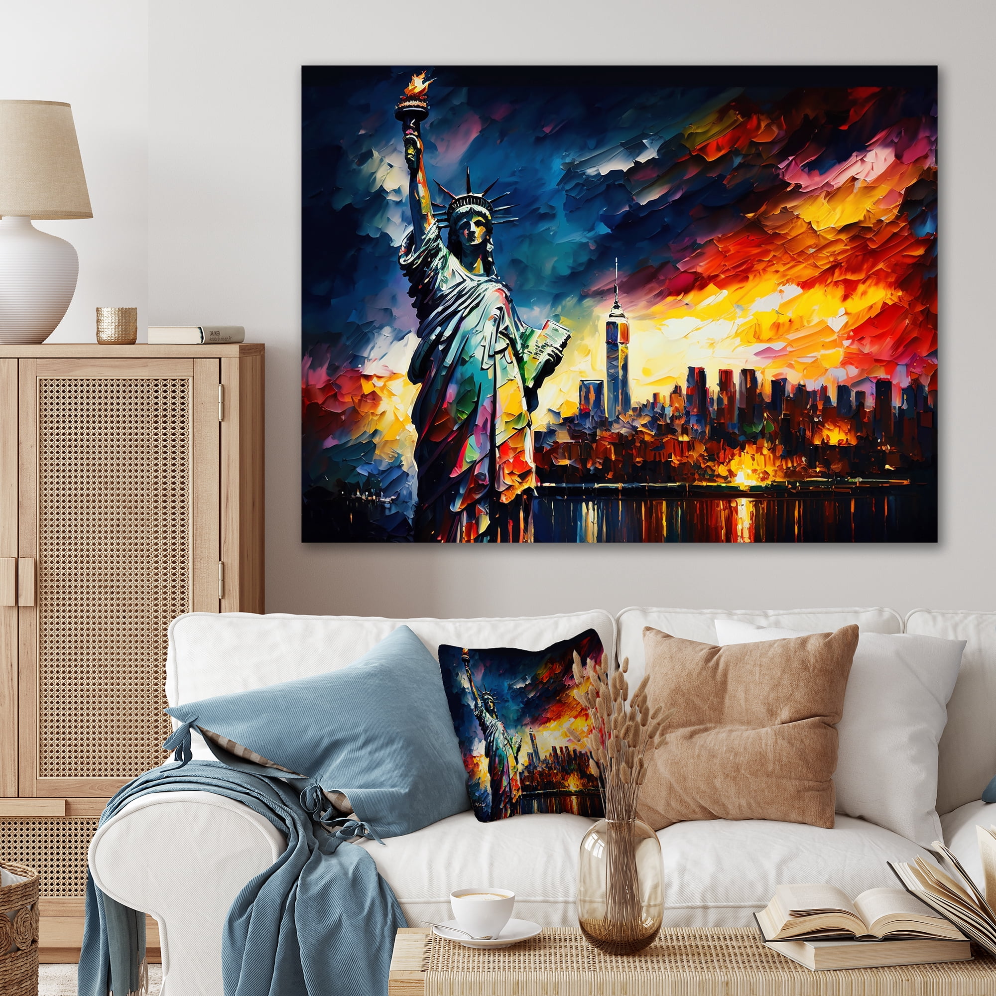 Designart Colorful Liberty Statue I Canvas Wall Art