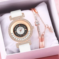 TIHLMK Watch for Women Linjie Ladies Fashion Quartz Watch Leather Strap Watch Analog Watch Set