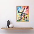 thumbnail image 2 of Windmill Folk Art Abstract Bright Art Print Framed Poster Wall Decor 12x16 inch, 2 of 5