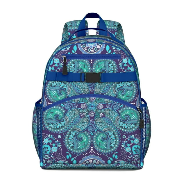 Bohemian Vintage Print Rustic French Country Student Backpack Adjustable Shoulder Straps Chest Strap Spacious Durable School Backpack