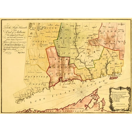 - Old Revolutionary War Map - Plan of the Colony of Connecticut 1766 - 23 x 35.94