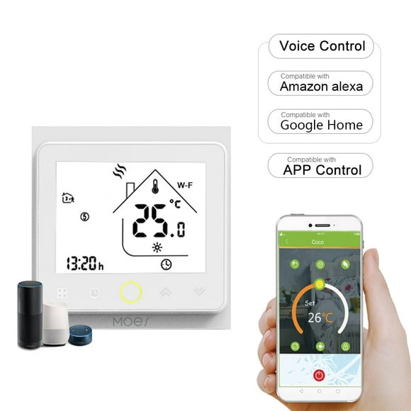 MOES Wi-Fi Smart Thermostat Temperature Controller APP Control 5A Compatible with / Home Water / Gas Boiler Thermostats for Home -- White