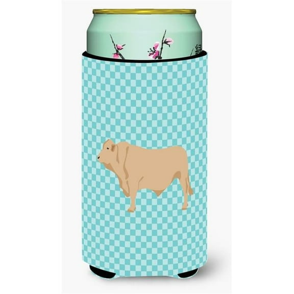 Carolines Treasures BB8000TBC Charolais Cow Blue Check Tall Boy Beverage Insulator Hugger