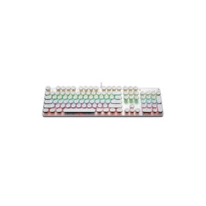 USB LED Clavier mécanique rétro-éclairé pour machine à écrire -Blue Switch - Casquettes rondes -104 Clés de jeu Clavier mécanique de jeu pour PC/Mac/Gamer