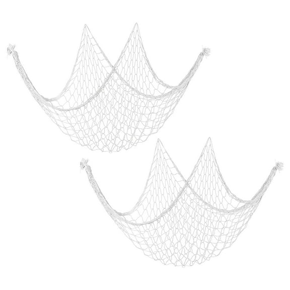 Uxcell Fishing Net Decor, 2 Pack 80" x 40" Fish Net Decor Party Accessory, Creamy White