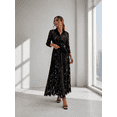 thumbnail image 2 of Women's Floral Organza Shirt Maxi Dress Collared Button Front Dress with Detachable Self Tie Belt Sheer Long Sleeves and Hidden Pockets, 2 of 3