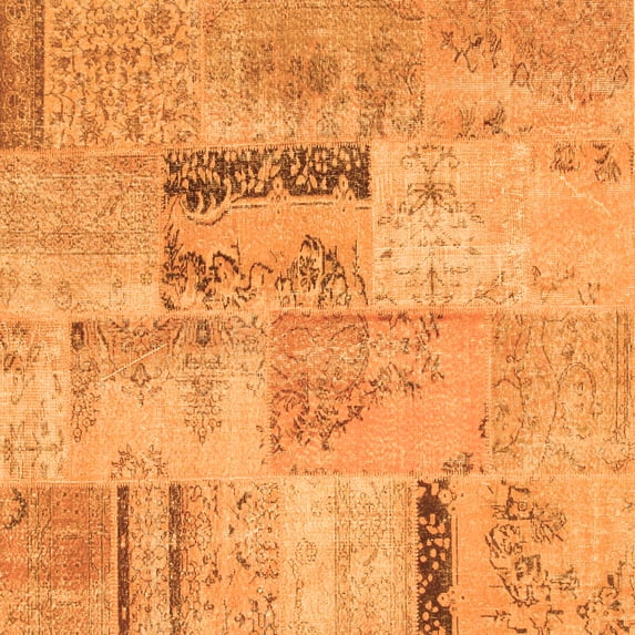 Ahgly Company Indoor Square Patchwork Orange Transitional Area Rugs, 5' Square