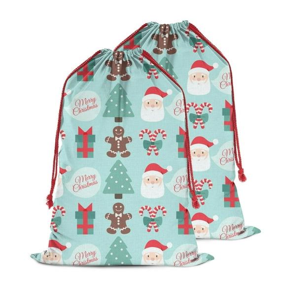 Christmas Sack – 28" X 20" Canvas Gift Bag with Drawstring, Full Print Polyester Santa Sack, Durable Reusable Xmas Gift Bag for Holiday, Party & Storage