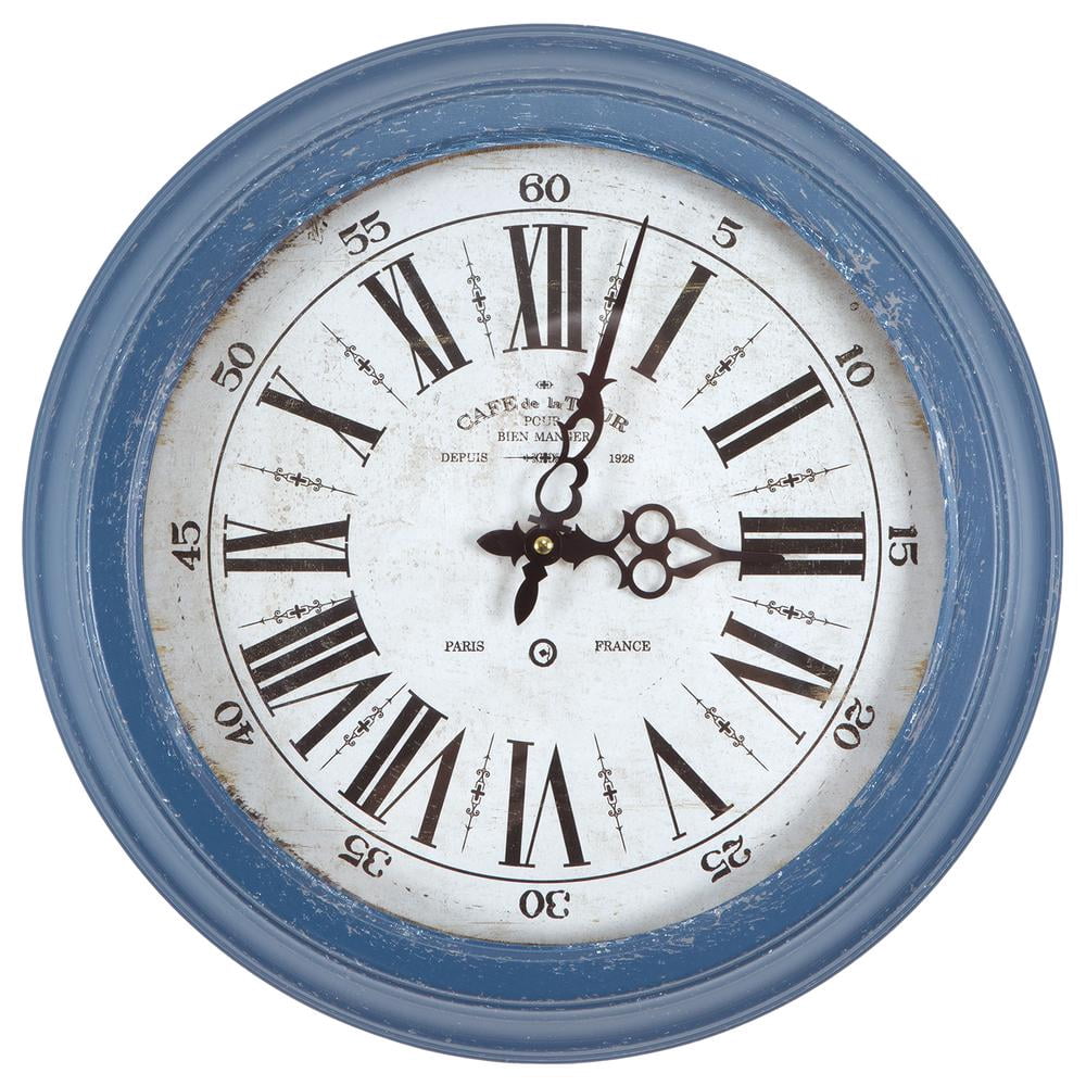 Yosemite Circular Iron Wall Clock With Distressed Blue Iron Frame Walmartcom Walmartcom
