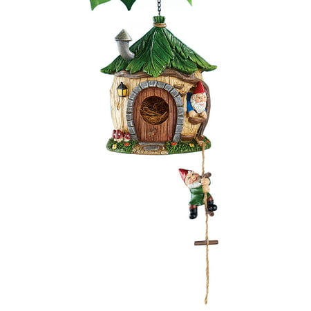 Gnomes Home Hanging Birdhouse with Wood-Styled Finish, Includes Chain and Hook for Easy (Best Birdhouse For Bluebirds)