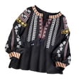 thumbnail image 4 of Blusa bordada para mujer Jersey cómodo Top bordado para mujer para verano Negro, 4 of 7